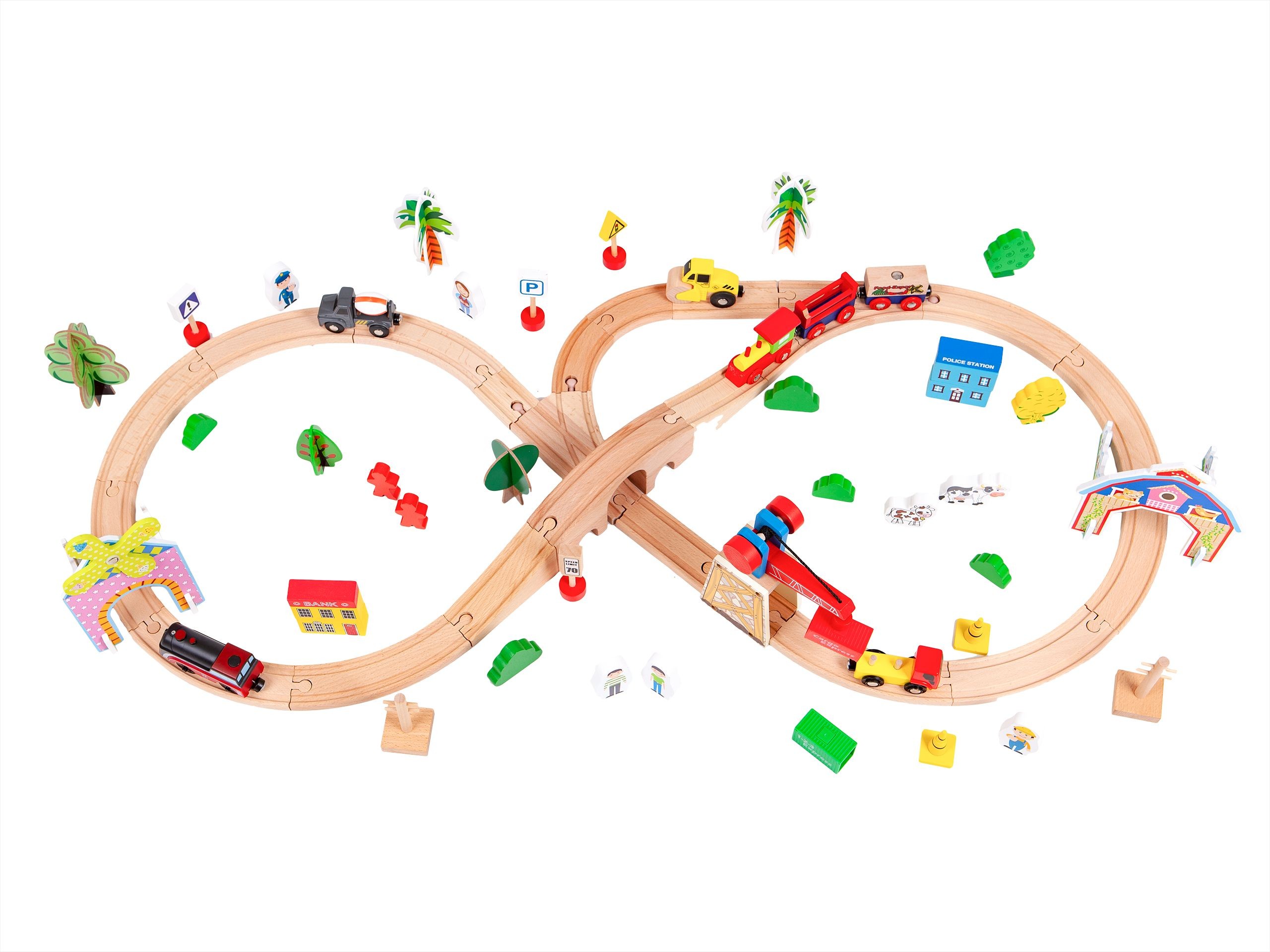 Ecotoys de 78el cu tren de lemn